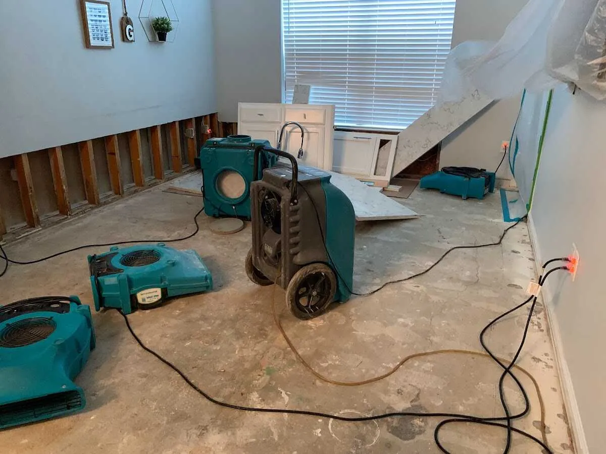 Dehumidifier in flood-cut room for Water Damage Restoration in Upper Providence